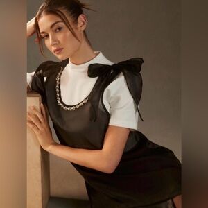 Maeve Black Sleeveless Dress with Jeweled Neckline